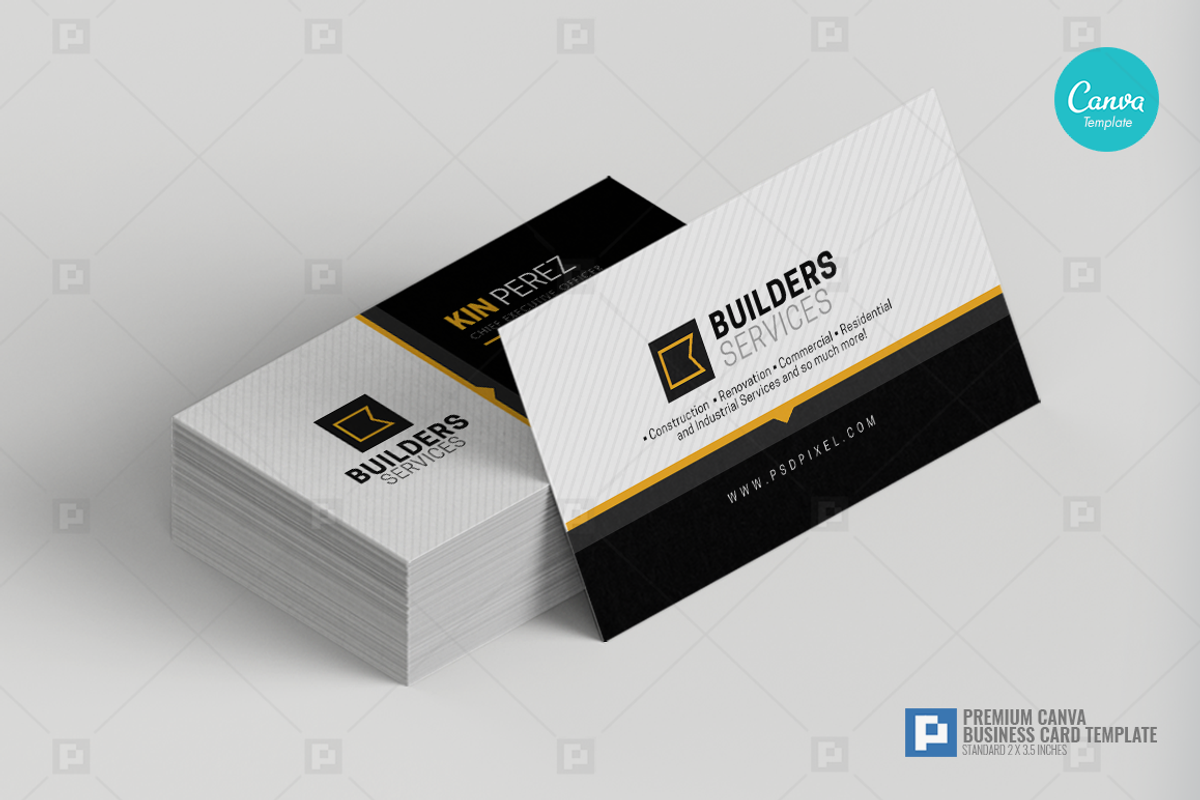 Construction Canva Business Card 04, a Business Card Template by PSDPixel (Photo 3 of 4)