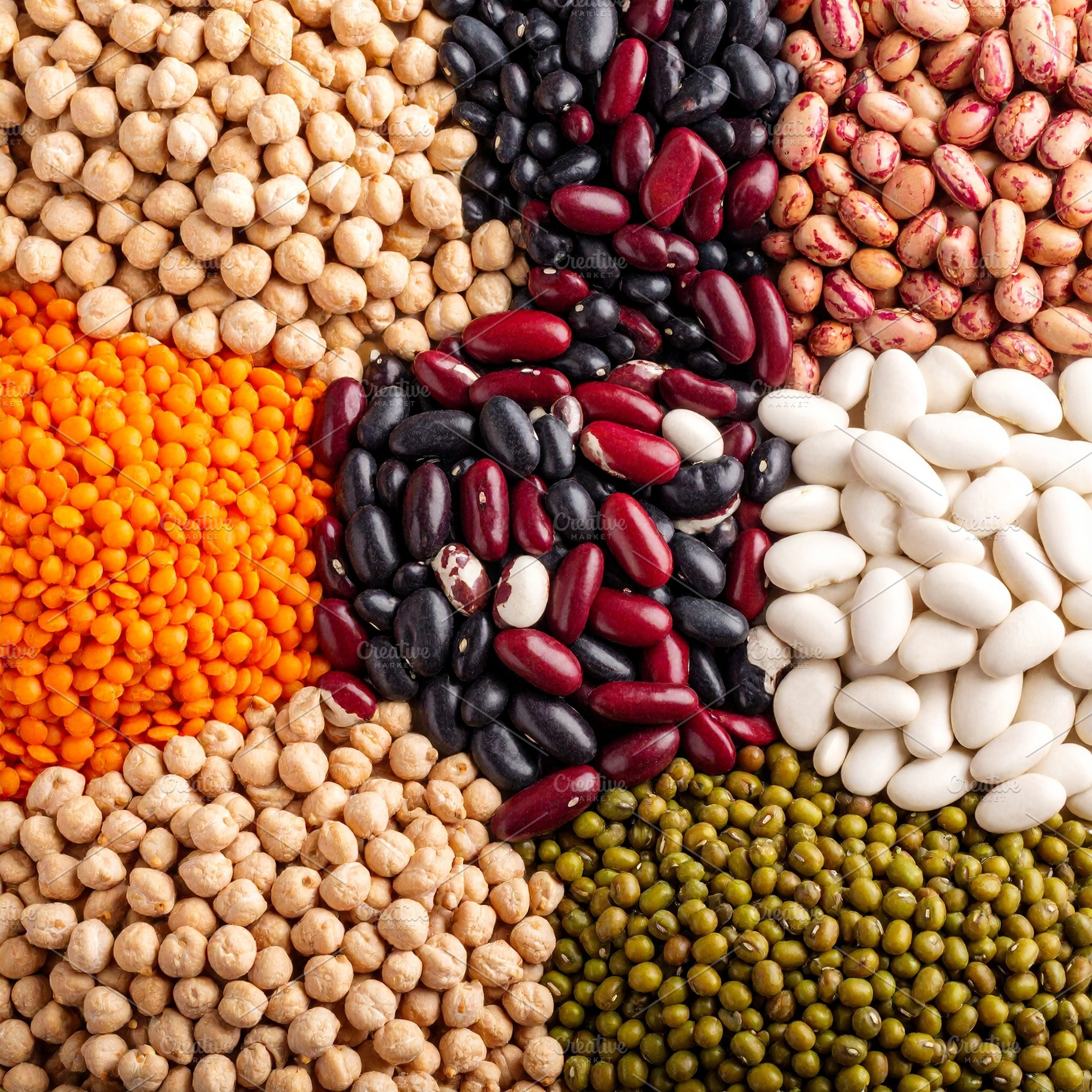mixed legumes top flat view AI generated, a Photo by WorldPhotos