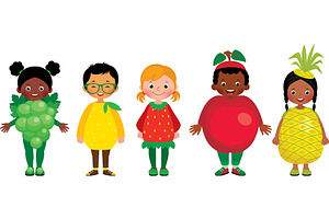 Children in different fruit costume
