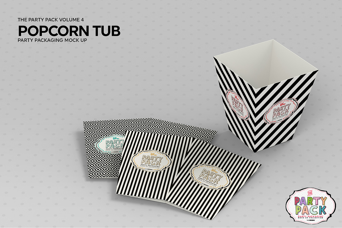 Popcorn Tub Packaging MockUp, a Packaging Mockup by INCDesign (Photo 4 of 7)