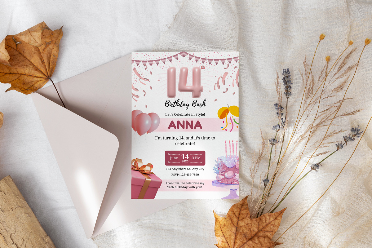14th Birthday Invitation Template, an Invitation Template by Snapybiz (Photo 5 of 10)