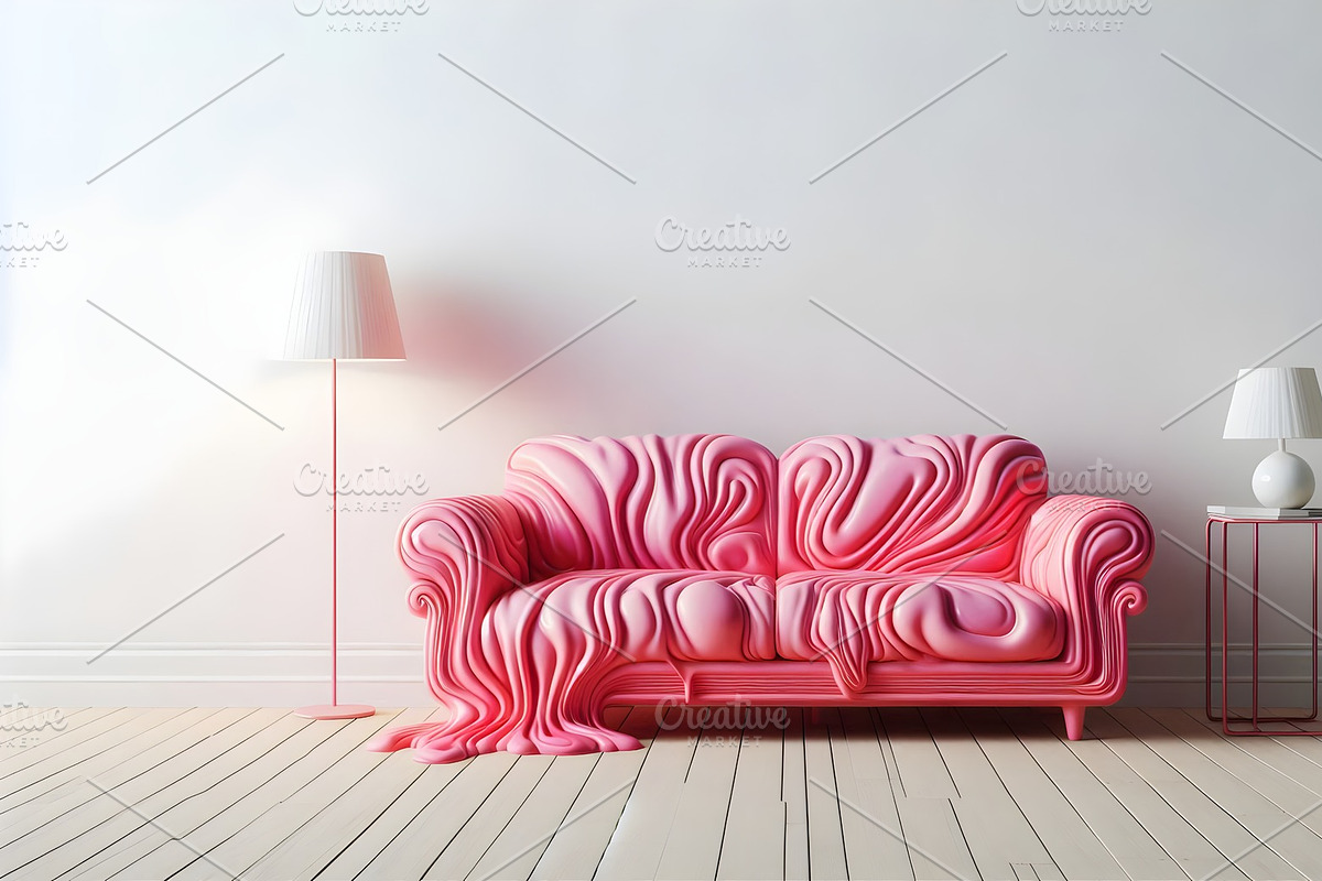 Melting Sofa Minimal Psychedelic, a Decorative Illustration by Miira