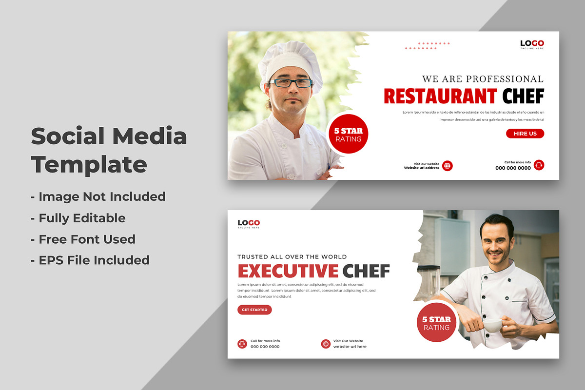 Restaurant Chef Social Media Cover, a Social Media Template by nandinigraphics (Photo 2 of 2)