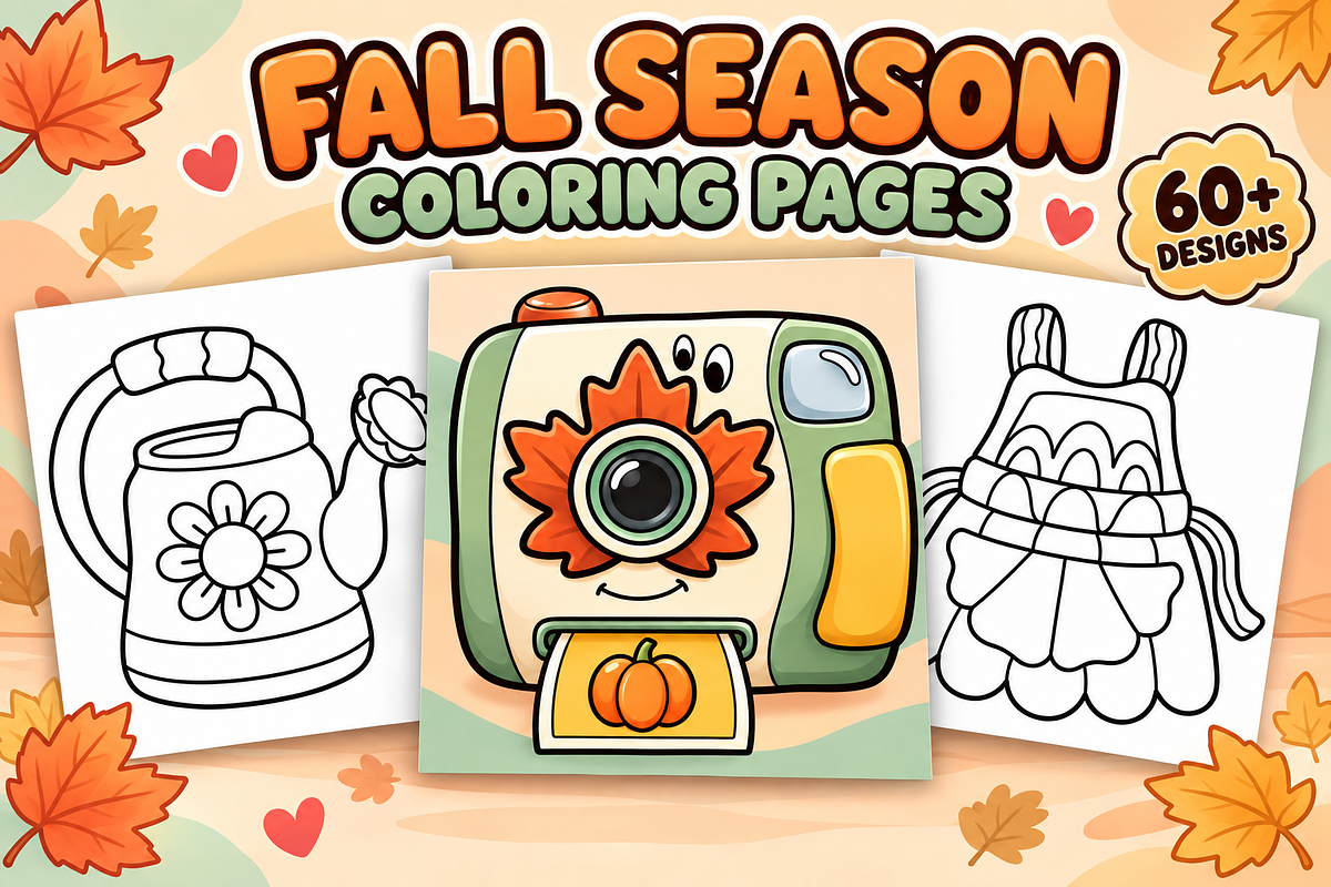Fall Season Coloring Pages Vol. 3, a Seasonal Illustration by Inkivelle Studio (Photo 1 of 3)