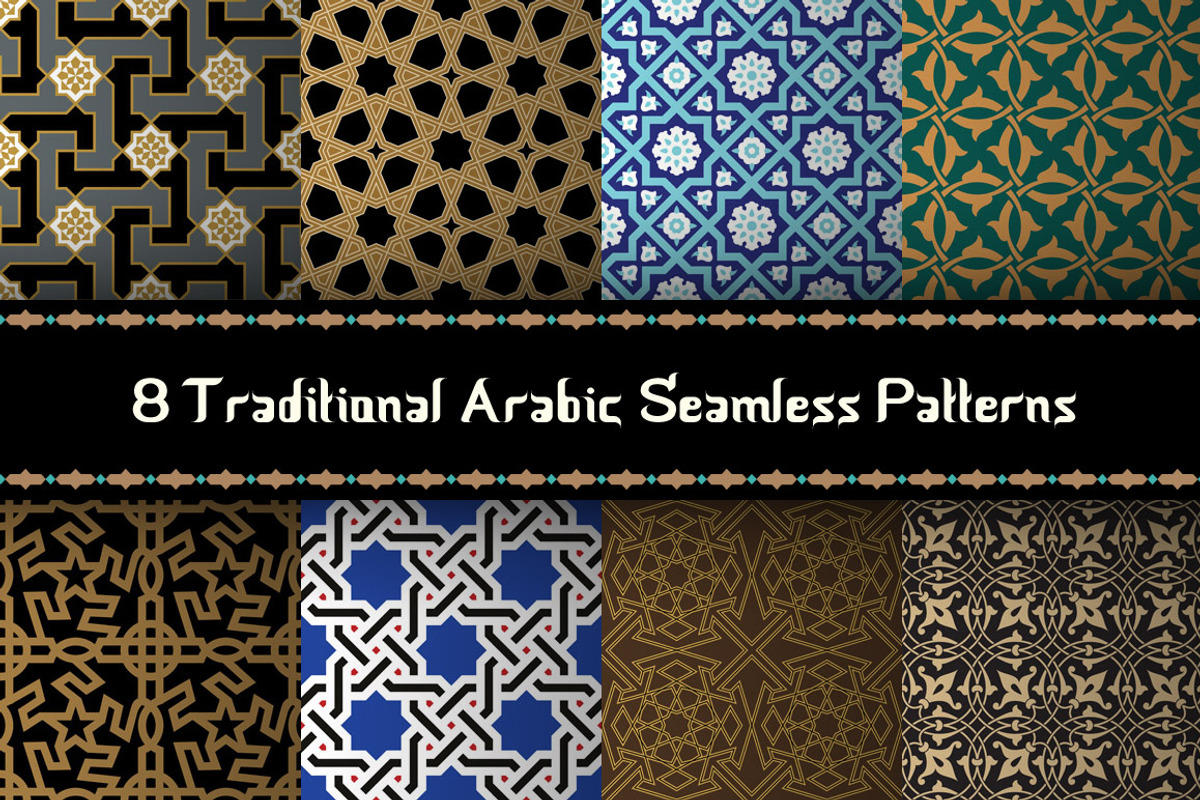8 Arabic Seamless Patterns, a Pattern Graphic by Azat1976 | Creative Market
