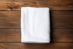 White folded towel on wooden table, a Background Photo by AlyaAnd