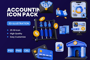 Accounting 3D Icon Pack, an Object 3D Model by deviapuspitasari2