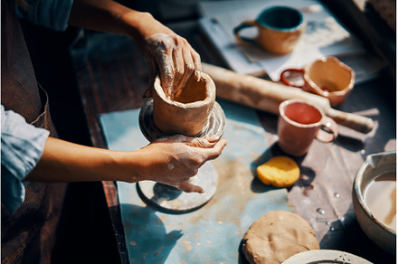 Female artist sculpts crafts with, an Arts & Entertainment Photo by Gladkov photography