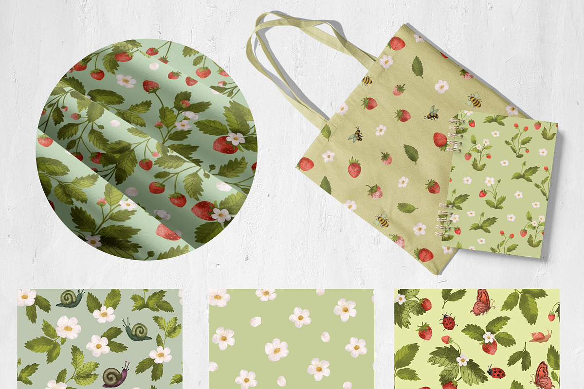 Woodland strawberry illustration, a Pattern Graphic by Yelloo Fish (Photo 5 of 10)