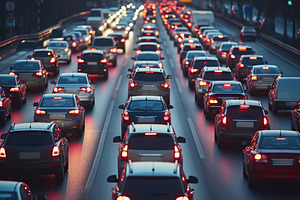 Cars stuck in traffic jam on a highway, a Transportation Photo by AlyaAnd