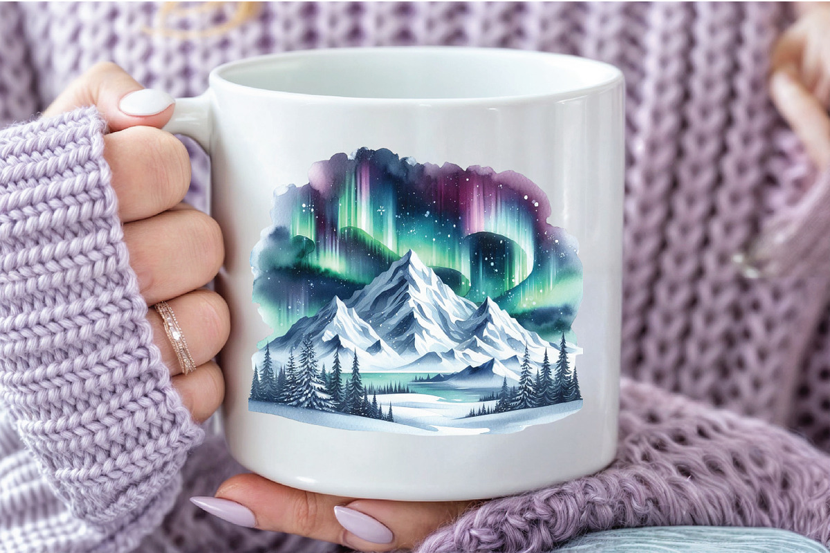 Watercolor Northern Lights Clipart, an Illustration by Libby Wishes (Photo 3 of 6)