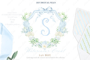 Wedding Hydrangea Watercolor Crest