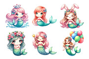 Kawaii Mermaid Clipart Bundle, an Illustration by Daily.Designs (Thumbnail 4 of 4)