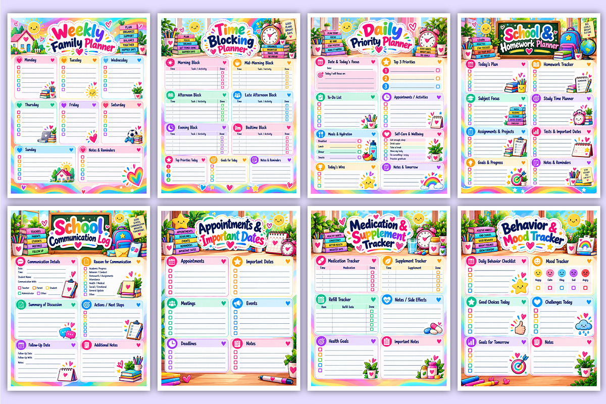 ADHD Parent Planner | Family Routine, a Stationery Template by Mustafiz (Photo 3 of 4)