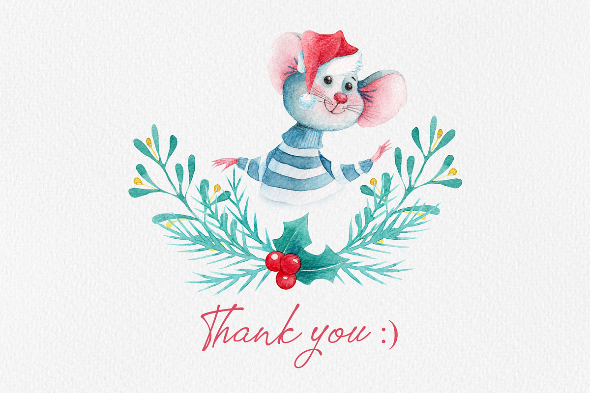 Watercolor Christmas Mice Clip art, an Animal Illustration by ArtPavo (Photo 9 of 9)