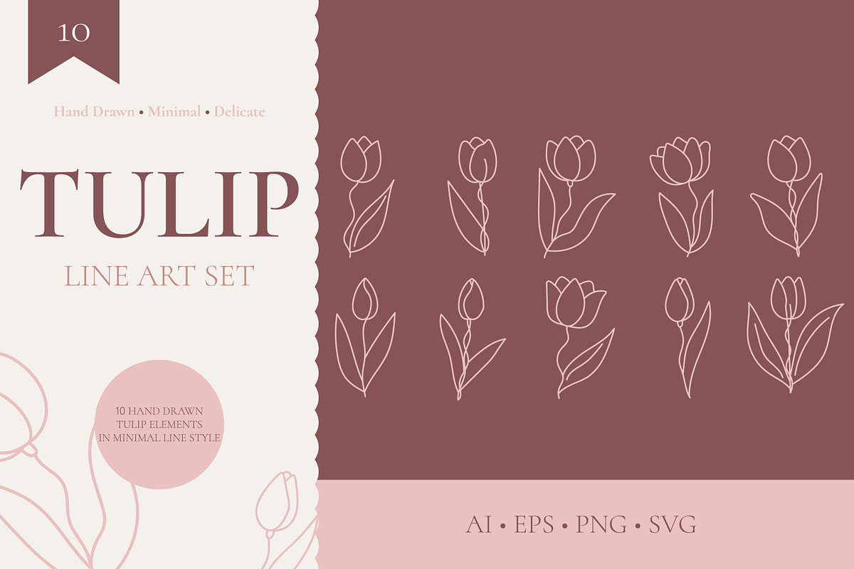 TULIP LINE ART, a Decorative Illustration by OREHOVKA (Photo 1 of 4)
