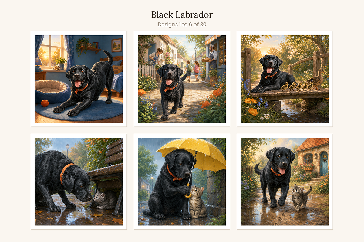 Black Labrador Illustrations, 30, an Animal Illustration by LanternkinStudio (Photo 6 of 14)