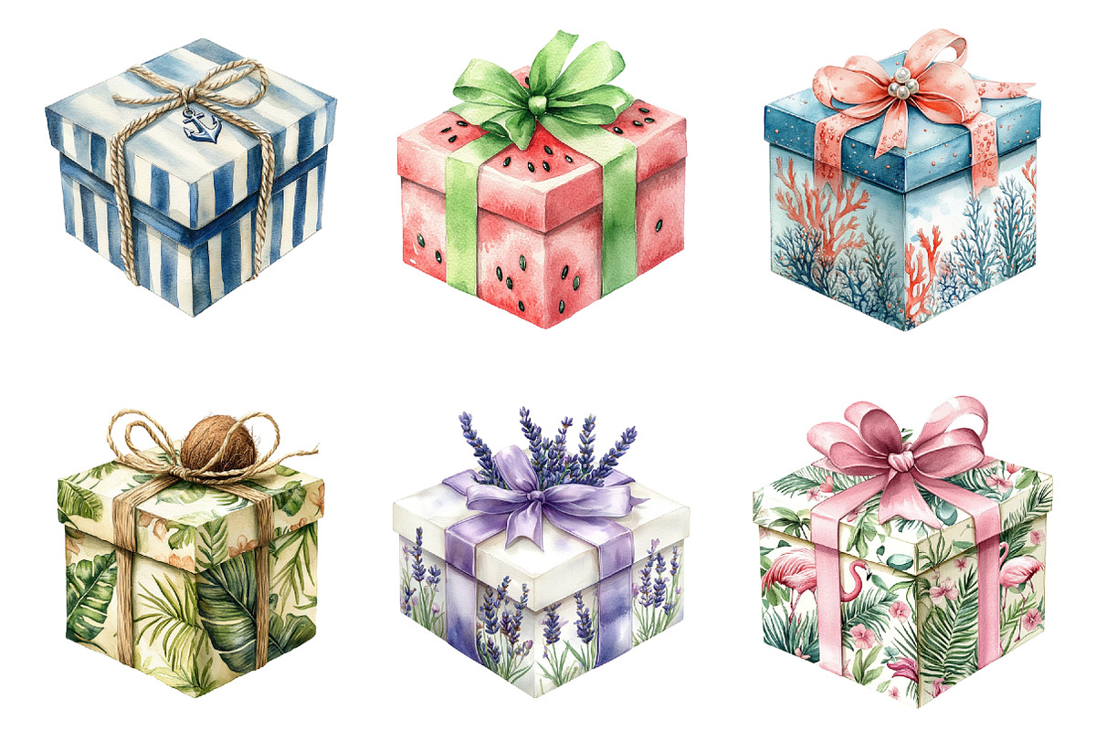 Summer Gift Box Clipart, an Illustration by SinaCreation (Photo 3 of 5)