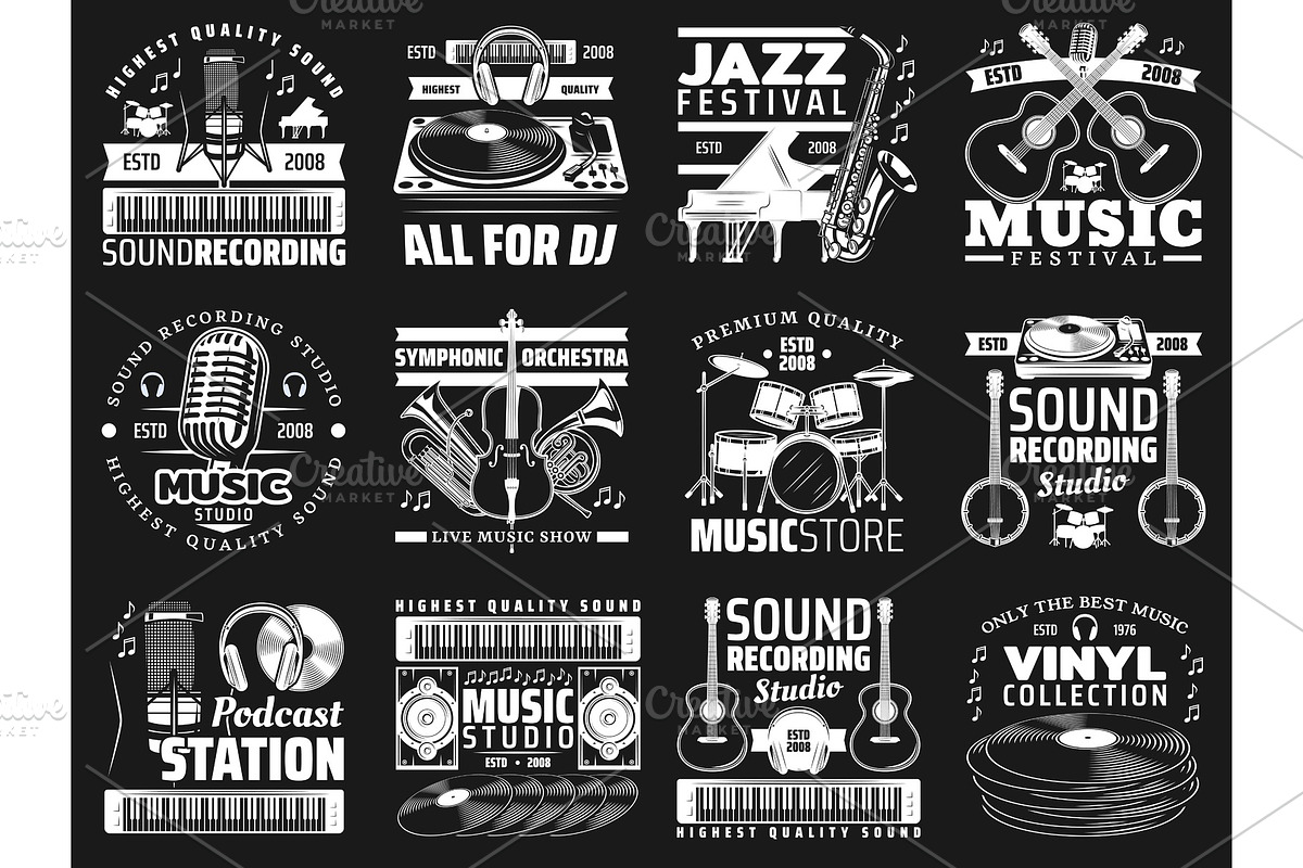 Musical instruments, microphone, an Education Illustration by Vector Tradition