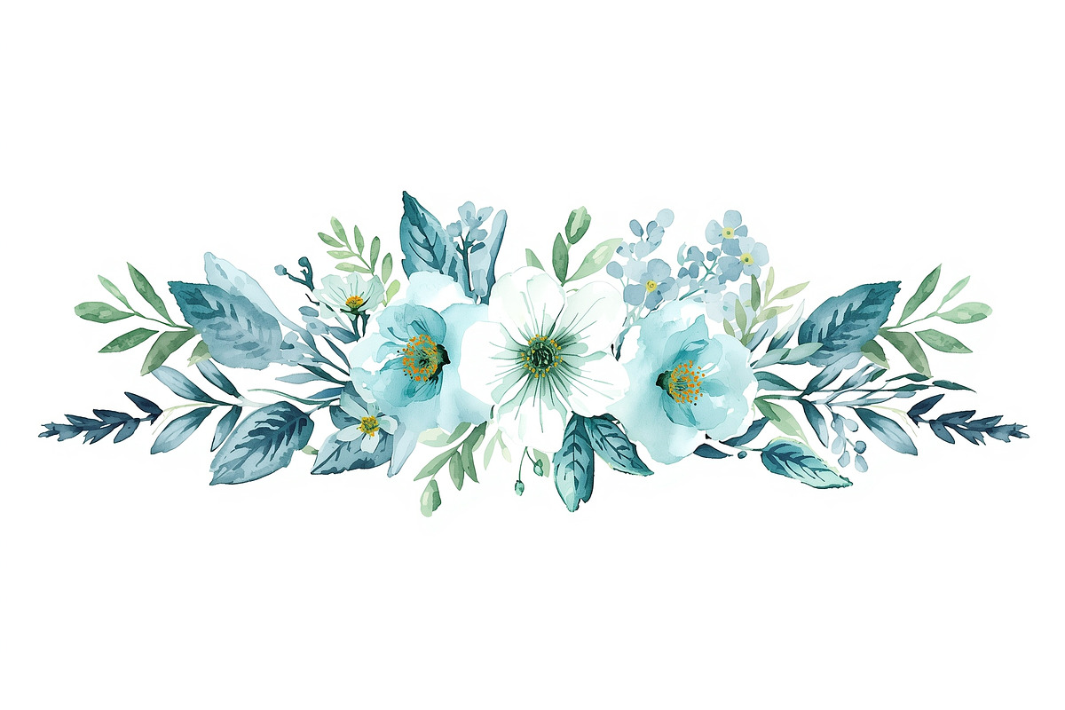 Cool Blue Watercolor Florals, an Illustration by Creativeshirt (Photo 7 of 11)