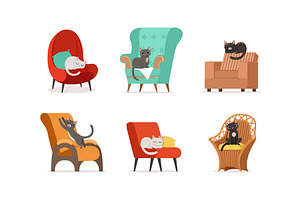 Domestic Cats Resting on Soft, an Animal Illustration by TopVectors
