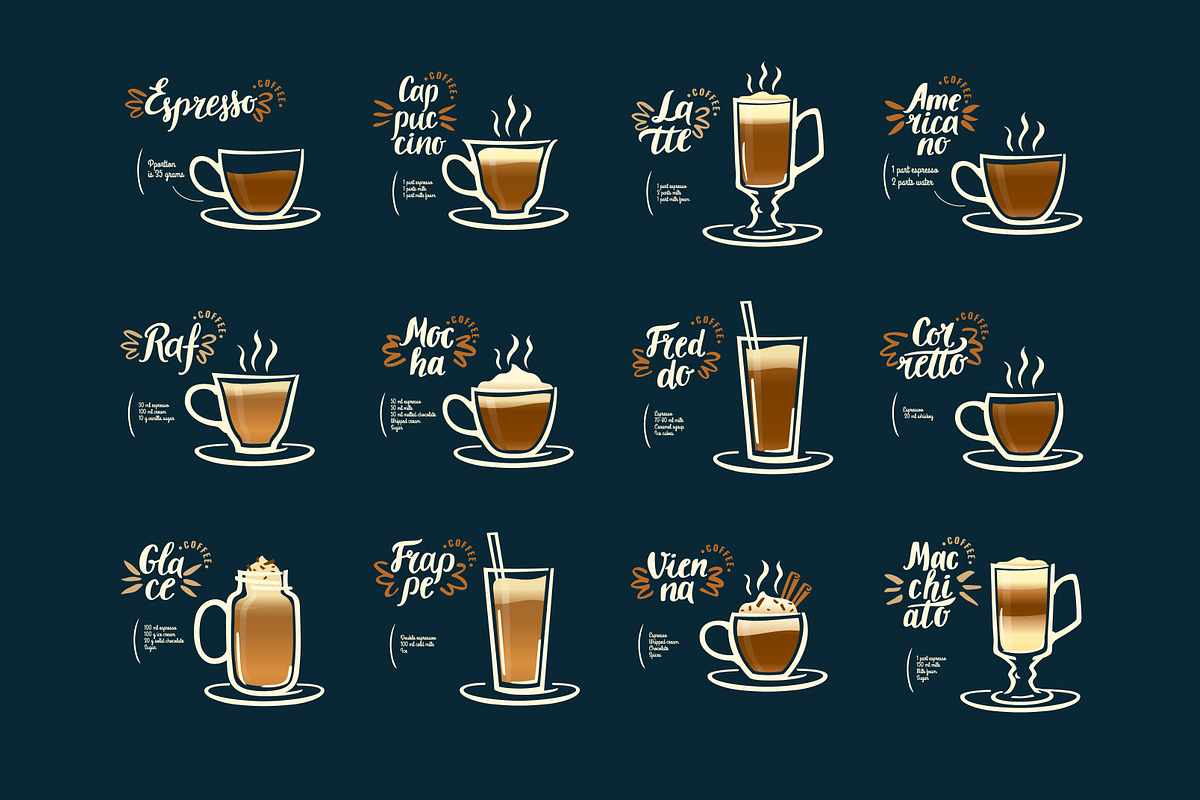 Coffee drinks illustration, a Food Illustration by alekseiderin (Photo 2 of 5)