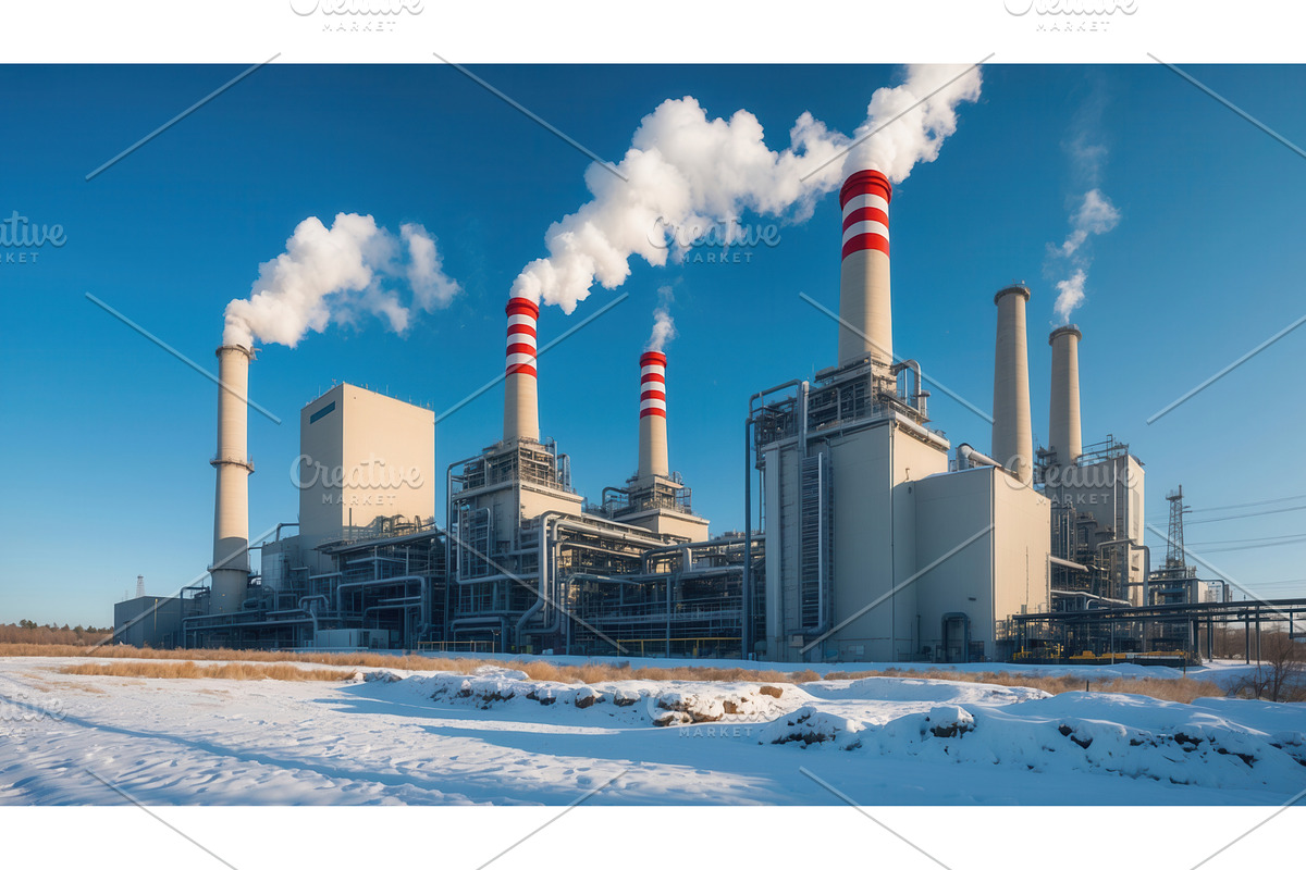 Industrial power plant with smoke, an Illustration by tilialucida