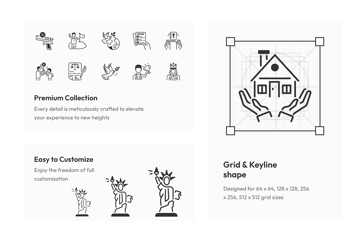 Sovereignty and Freedom Icons, an Outline Icon by Prosymbols (Photo 3 of 5)