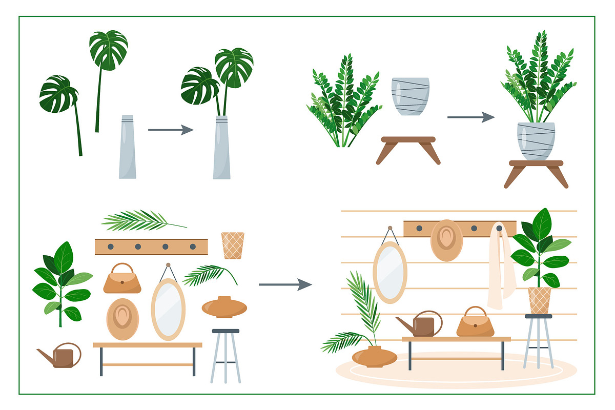Home plants in cozy interiors, an Illustration by Elena Istomina (Photo 8 of 10)