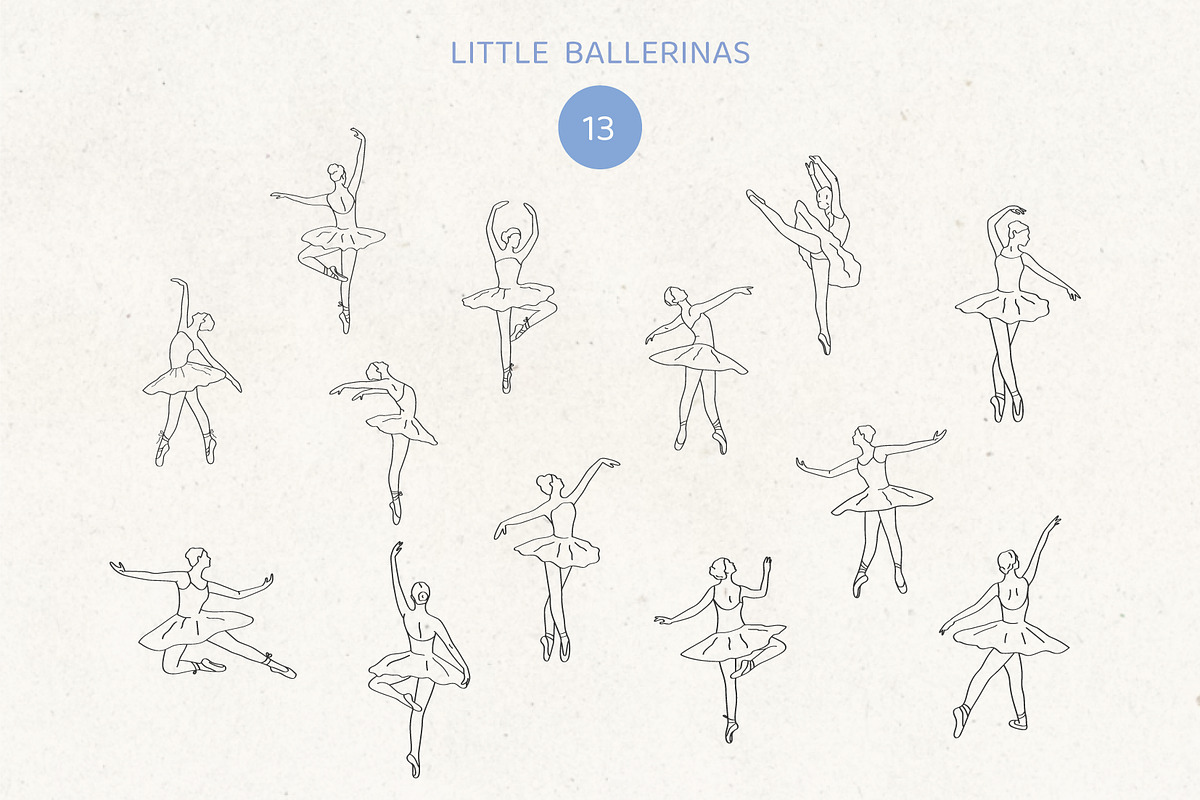 Ballerina core vector doodles set, a Decorative Illustration by yabluko_draws (Photo 3 of 7)