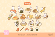 Japanese Foodie Bunny Clipart Set, an Animal Illustration by Blumensdiary (Thumbnail 2 of 6)