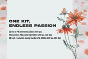 Crimson Bloom: Floral Design Kit, a Pattern Graphic by Megan Aili Designs (Thumbnail 2 of 12)