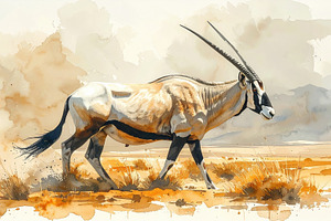 Graceful gemsbok antelope in an African desert