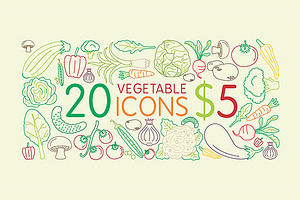 20 fresh vegetable icons for $5