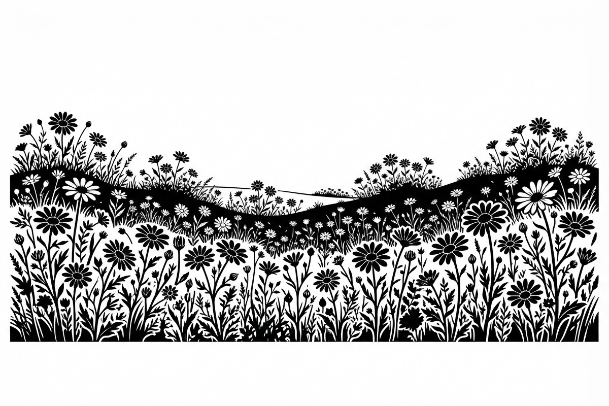 60 Daisy Flower Field Silhouette, a Seasonal Illustration by Amazin_art (Photo 4 of 36)
