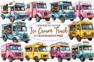 Summer Ice Cream Truck Clipart PNG, an Illustration by Designworld