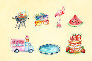 Summer Splash Watercolor Clip Art, an Object Graphic by Hues of Hodges (Thumbnail 2 of 5)