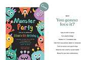 Monster Birthday Party Invitation, an Invitation Template by heynomi (Thumbnail 9 of 19)