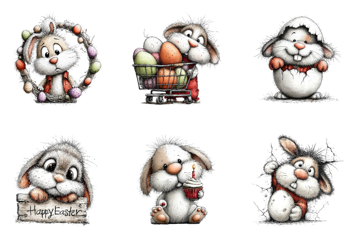 Funny easter bunny peeking clipart, an Illustration by CreationArt (Photo 7 of 7)