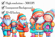 Christmas girl and Santa Clip Art, an Illustration by Libby Wishes (Thumbnail 3 of 7)