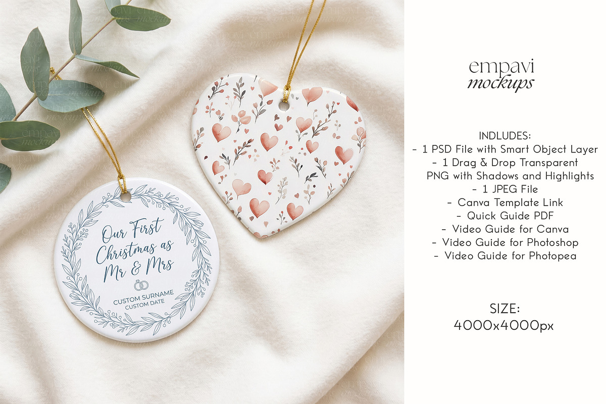 Heart and Round Ornament, a Household Mockup by EmpaviMockups (Photo 4 of 5)