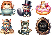 Funny Quirky Cats Clipart, an Illustration by Designking (Thumbnail 2 of 4)