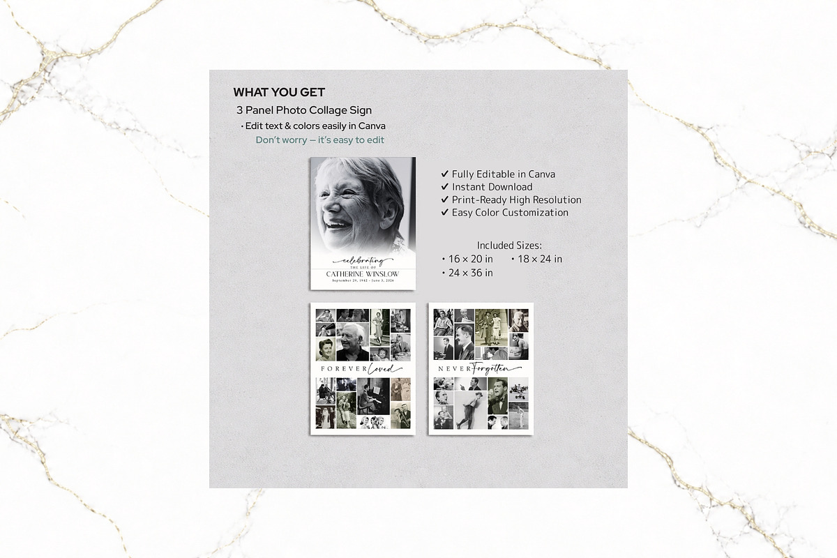 3 Panel Funeral Collage Canva FR006, a Poster Template by TyphoonStudio (Photo 2 of 9)