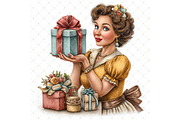 Woman With a Gift Clipart JPG, a Person Illustration by Memories By Lea (Thumbnail 18 of 20)
