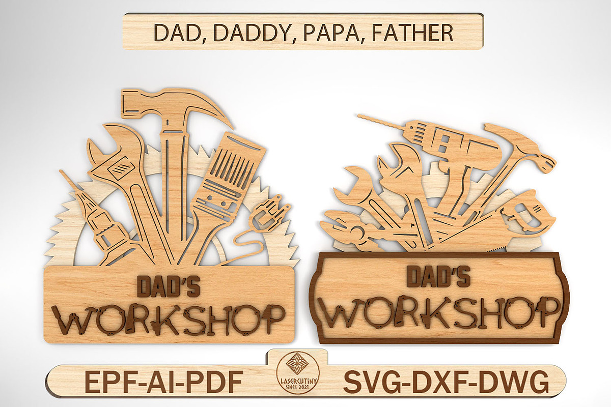 Personalized Dad’s Workshop Sign SVG, a Pattern Graphic by Lasercutiny (Photo 1 of 2)