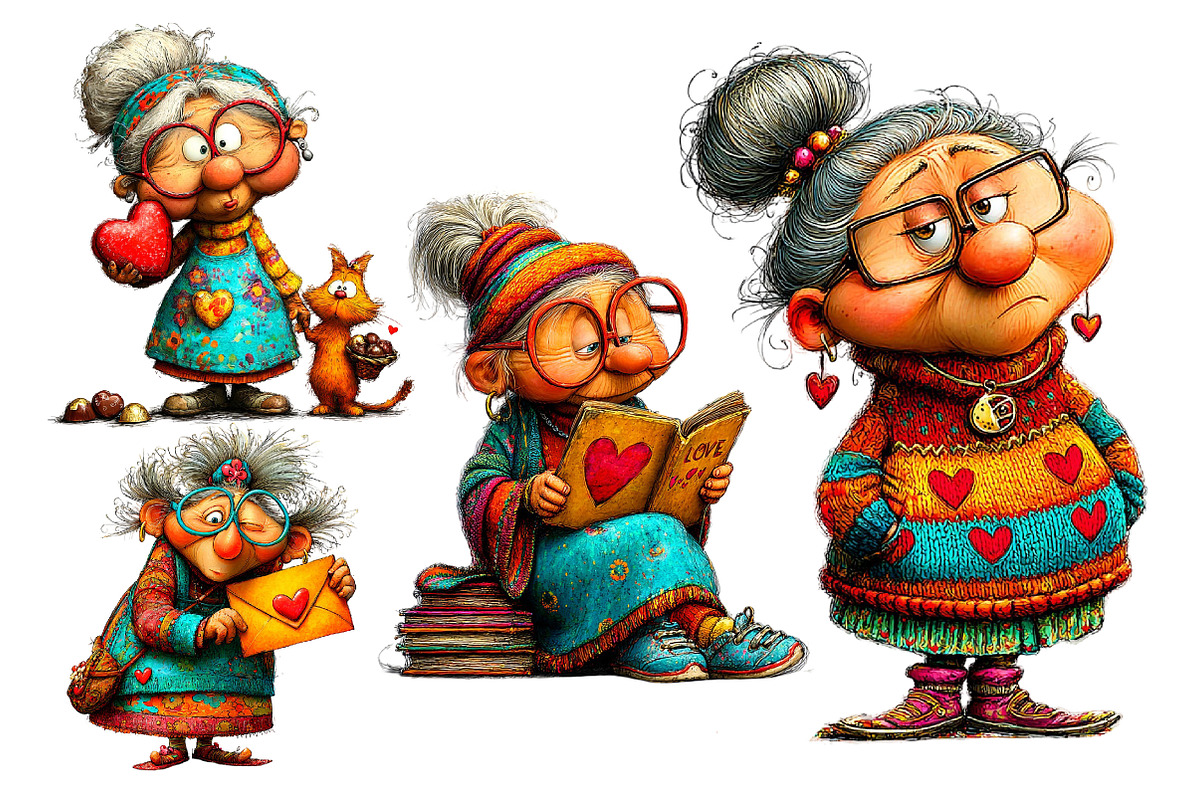 Quirky Elderly Valentine Woman, an Illustration by Dream Creation (Photo 8 of 8)
