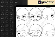 320 Procreate Chibi Boy Head Stamps, a Brush Add-On by DrawingStoryShop (Thumbnail 3 of 8)