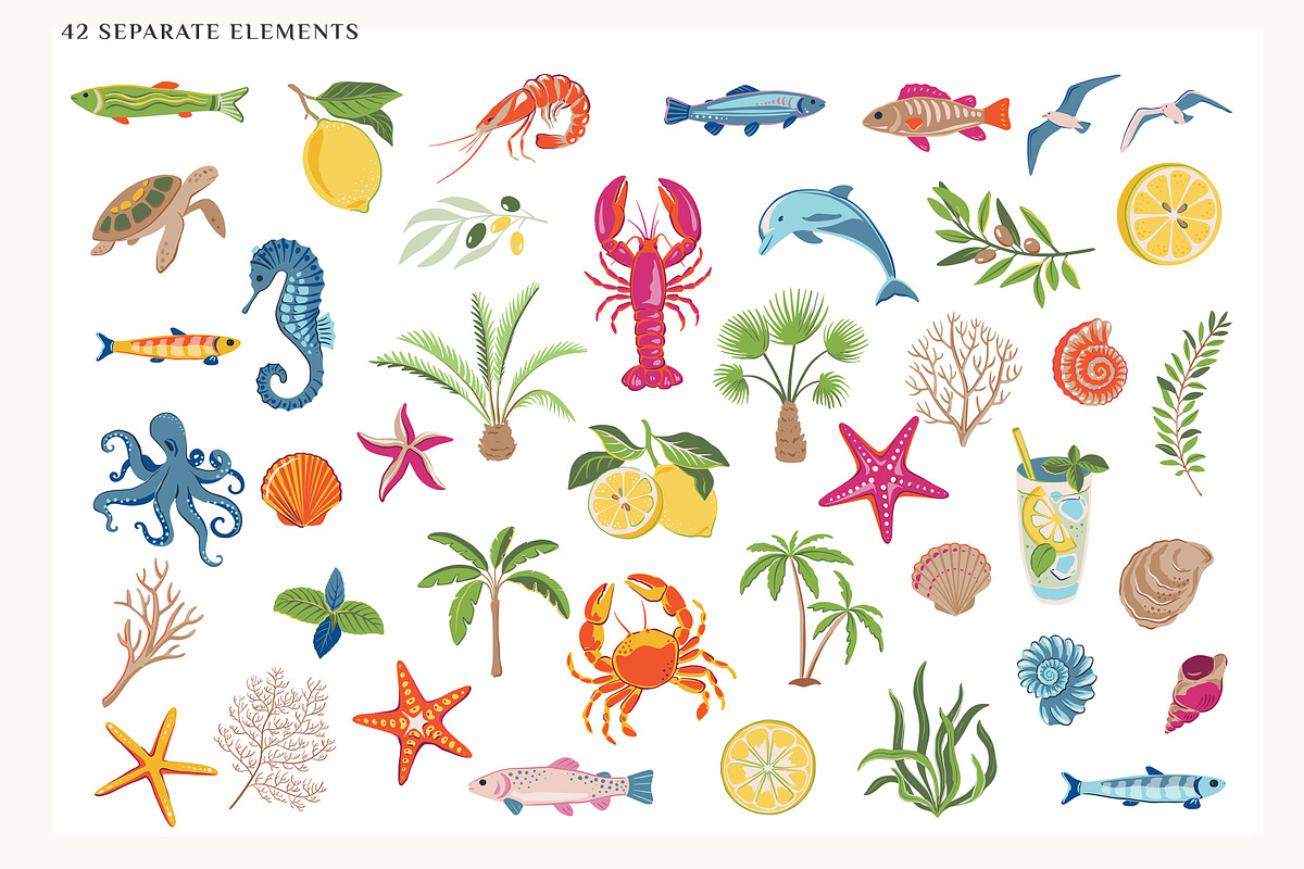 Sun and Sea. Vector Summer Patterns, a Pattern Graphic by Molly art (Photo 2 of 21)