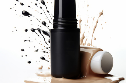 Liquid foundation in bottle and splashes of makeup product, a Beauty & Fashion Photo by Natalia Klenova's Shop