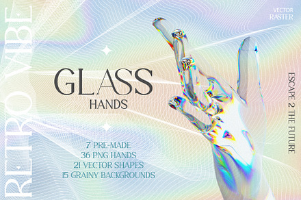 3D Glass Hands. Retro vibe